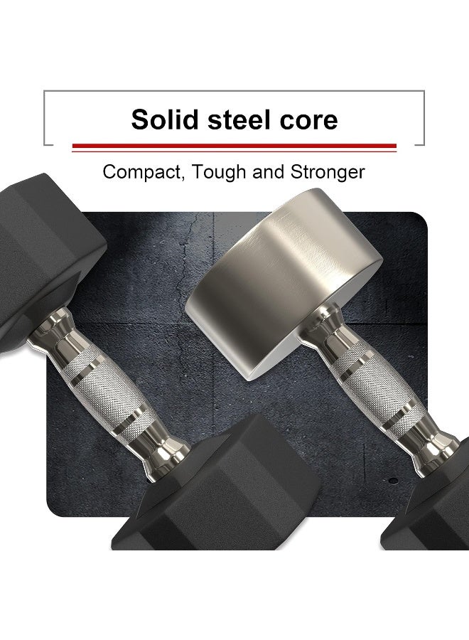 PROIRON PROIRON Rubber Dumbbells Odorless, Steel Weights Set Men Women Home Gym 3kg 5kg 8kg 10kg 12kg 16kg 20kg 24kg Fitness Training Exercise Body Strength Lifting Equipment (Pair or Single) - Image 2