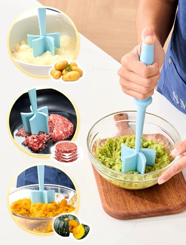 CLUEAPOP Meat Chopper, Hamburger Chopper, CLUEAPOP Potato Masher-Professional Multifunctional Heat Resistant Nylon Ground Beef Smasher Kitchen Tools And Gadgets, ​Safe For Non-Stick Cookware - Image 3