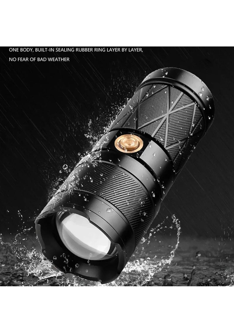 AROAQ XHP50 Flashlight, Super Bright Led Double Head Flashlight, Portable Lightweight Powerful Handheld Flashlight, Waterproof Rechargeable Zoomable Torch For Outdoor Camping  - Image 2
