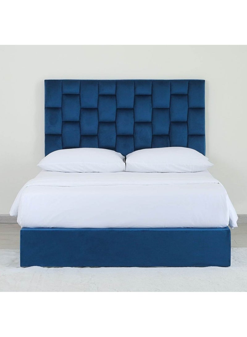KARNAK Estorn Upholstered Velvet Bed Frame Bedroom Furniture Strong And Sturdy Modern Design Wooden Bed | Quiet And Comfortable Bed Queen 160x200cm Blue - Image 1