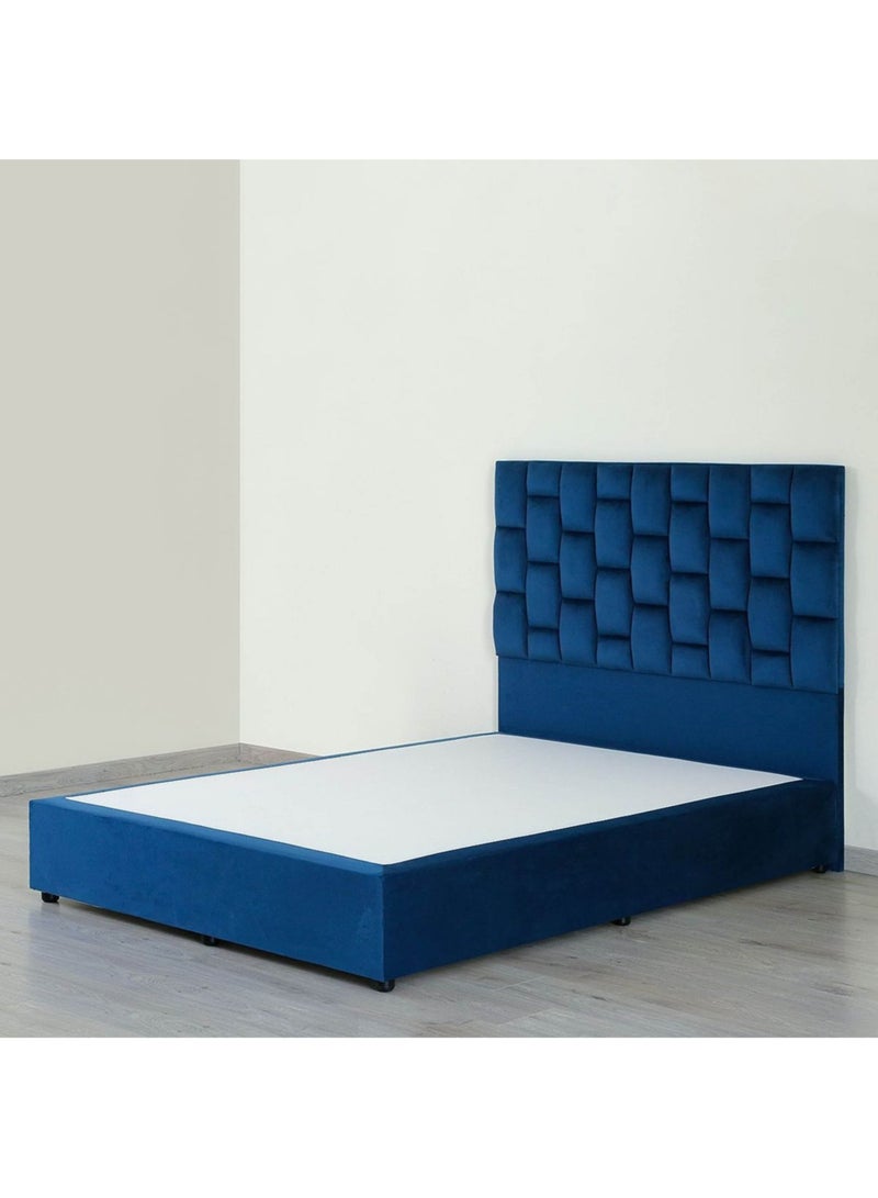 KARNAK Estorn Upholstered Velvet Bed Frame Bedroom Furniture Strong And Sturdy Modern Design Wooden Bed | Quiet And Comfortable Bed Queen 160x200cm Blue - Image 4