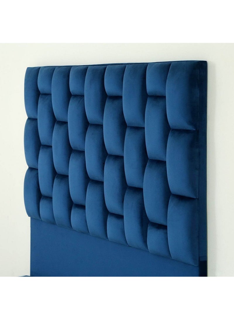 KARNAK Estorn Upholstered Velvet Bed Frame Bedroom Furniture Strong And Sturdy Modern Design Wooden Bed | Quiet And Comfortable Bed Queen 160x200cm Blue - Image 2