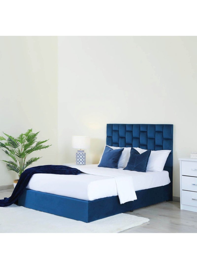 KARNAK Estorn Upholstered Velvet Bed Frame Bedroom Furniture Strong And Sturdy Modern Design Wooden Bed | Quiet And Comfortable Bed Queen 160x200cm Blue - Image 3