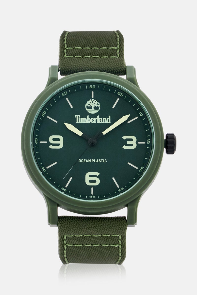 Timberland Men TDWGM0028002 Leather Analog Watch 46 mm, Green  - Image 1