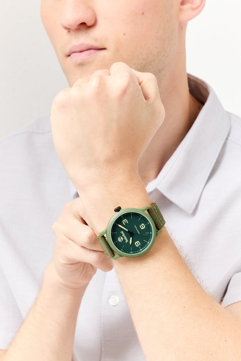 Timberland Men TDWGM0028002 Leather Analog Watch 46 mm, Green  - Image 2