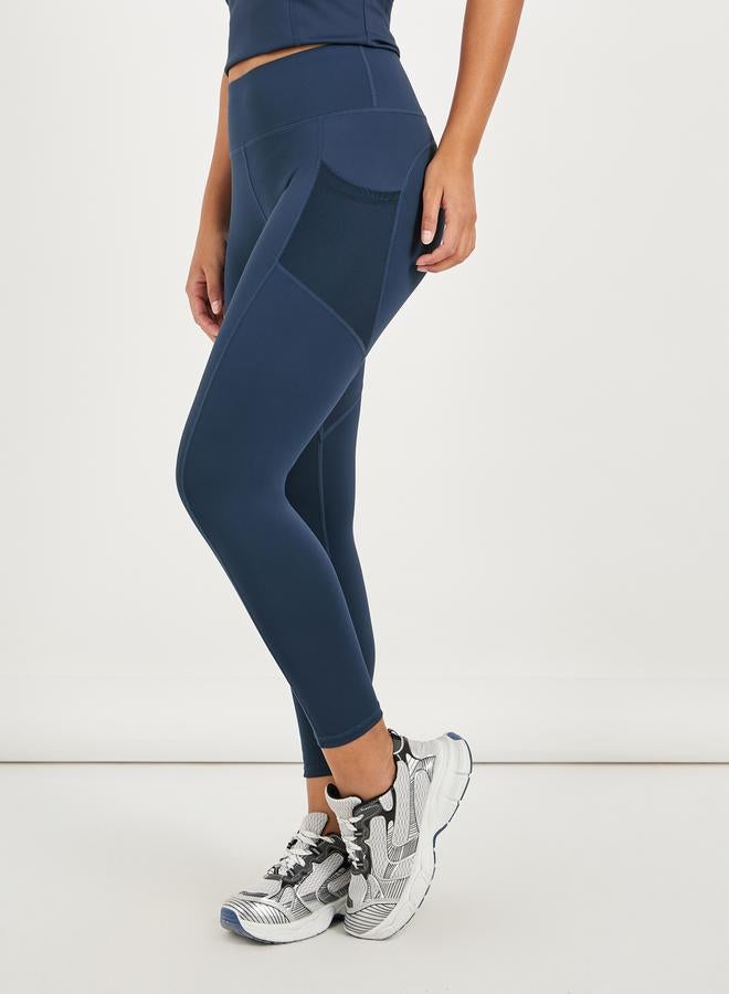 Styli Side Mesh Pocket Broad Waistband Leggings - Image 1