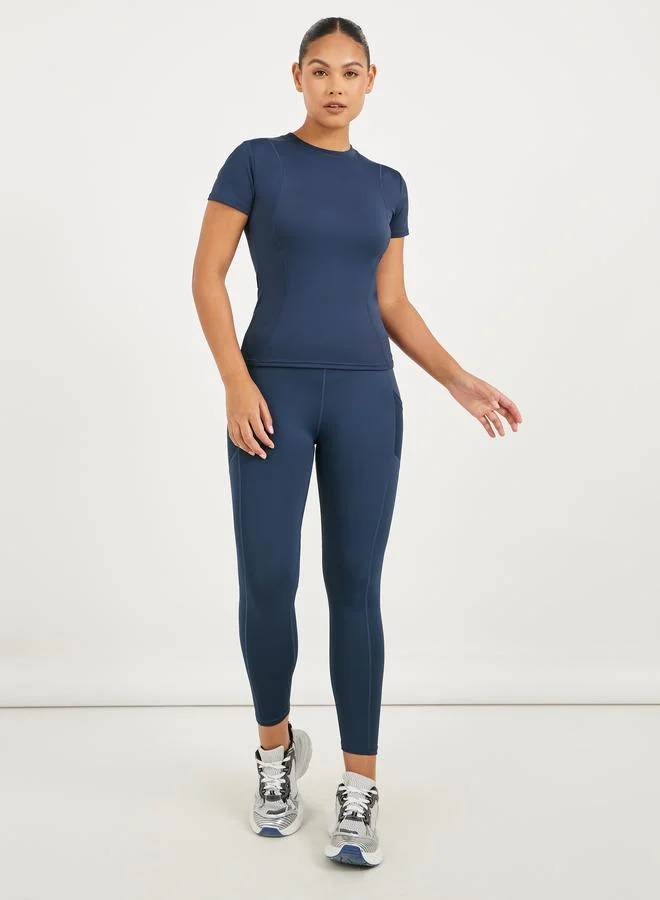 ستايلي اكتيف ليجنز بخصر عريض وجيب شبكي جانبي