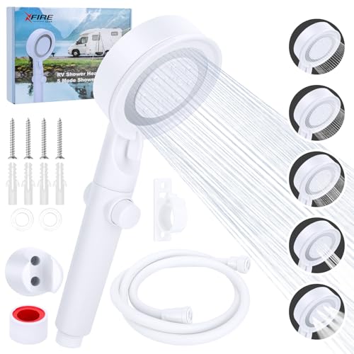 XFIRE-GEAR RV Shower Head with Hose 51 Mode High Pressure Shower Head Replacement with OnOff Switch Water Saving Motorhome Shower Head Shower Head for RVCampervan Caravan - Image 1