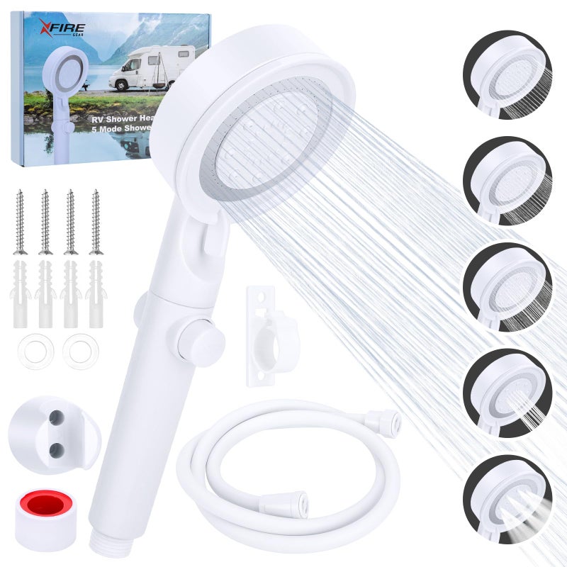 XFIRE-GEAR RV Shower Head with Hose 51 Mode High Pressure Shower Head Replacement with OnOff Switch Water Saving Motorhome Shower Head Shower Head for RVCampervan Caravan - Image 3