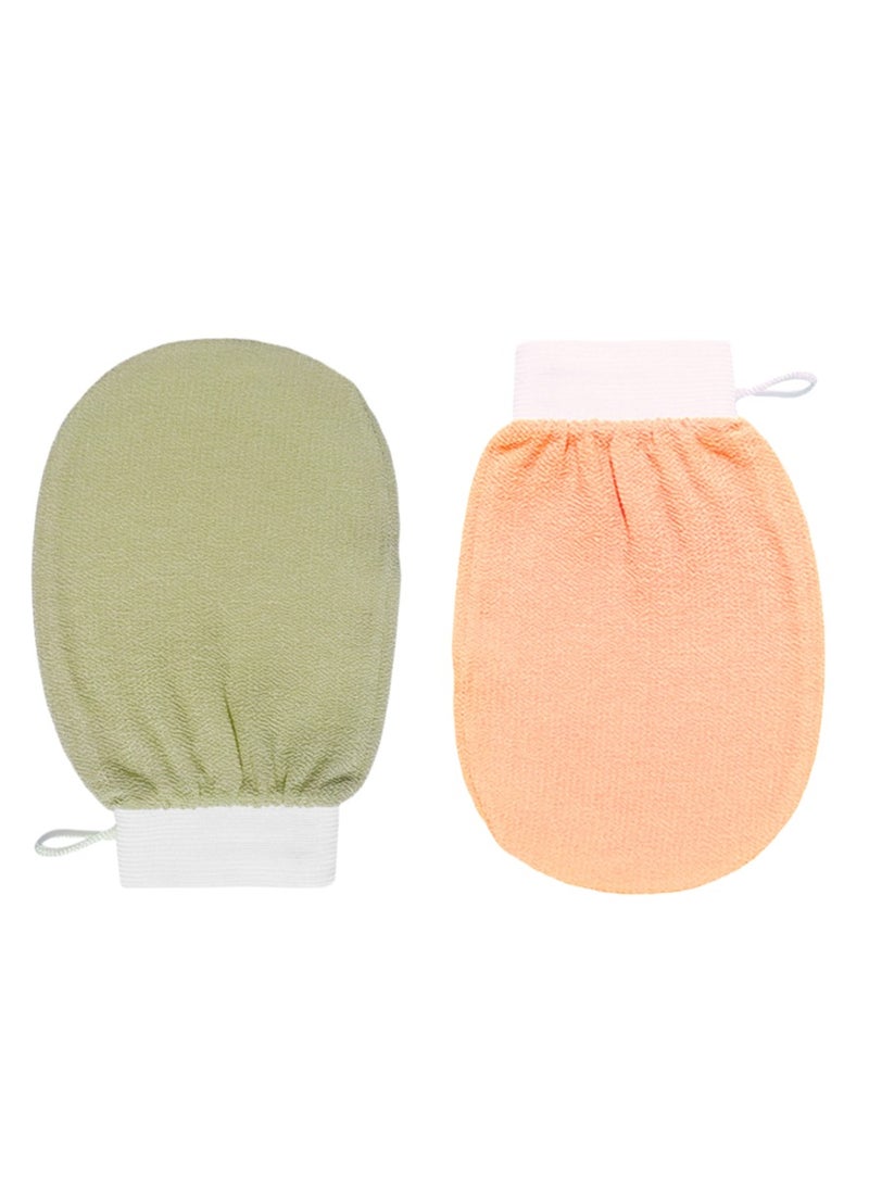 2 Pcs Korean Exfoliating Body Glove For Cleaning The Skin Korean Loofah ,Used for Exfoliating Exfoliator Scrub Mitten for Bath and Shower Use (Orange+ginger yellow) - Image 1