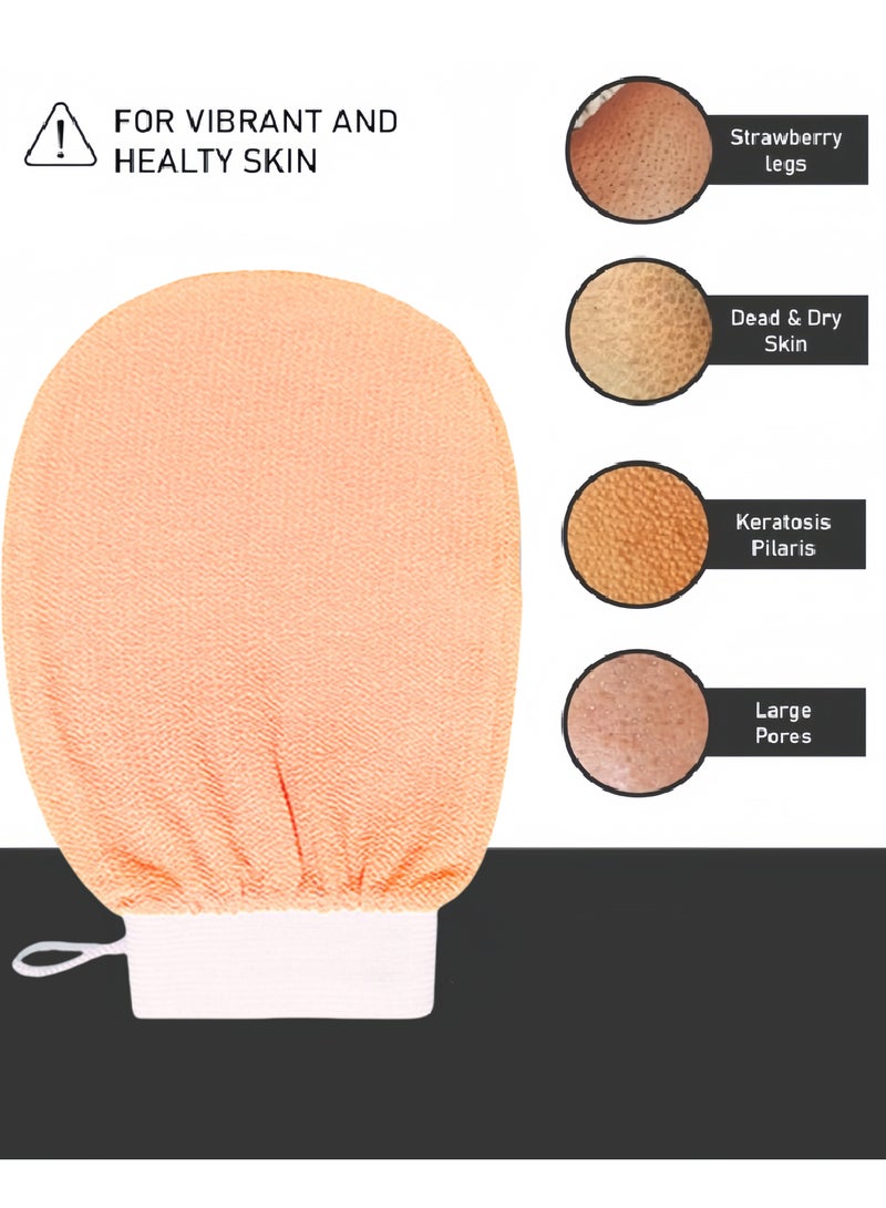 2 Pcs Korean Exfoliating Body Glove For Cleaning The Skin Korean Loofah ,Used for Exfoliating Exfoliator Scrub Mitten for Bath and Shower Use (Orange+ginger yellow) - Image 2
