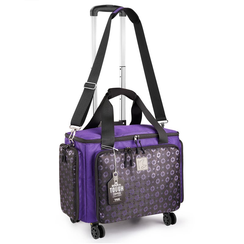 BatlFrist Rolling Sewing Machine Bag with Universal wheelsSewing Machine Carrying Case with YKK zipers Compatible most Standard Brother Singer Bernina Sewing Machines Dark Purple