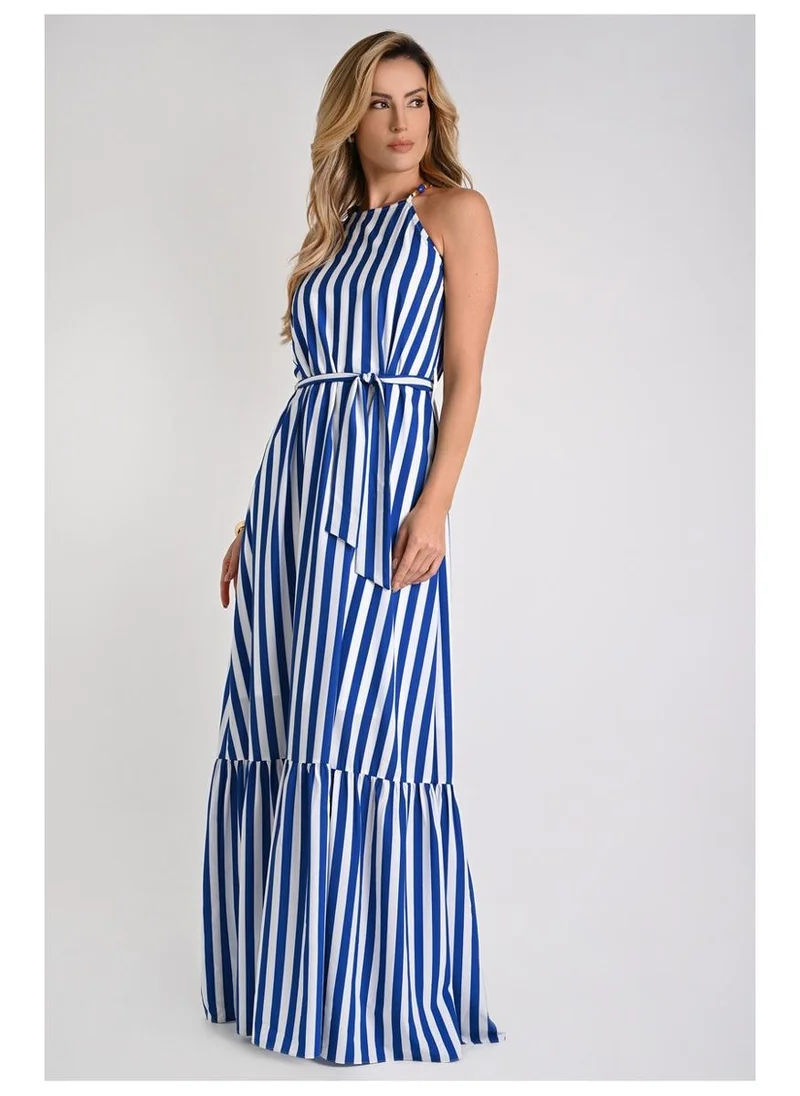 Mullet Dress Halter Neck Blue Striped
