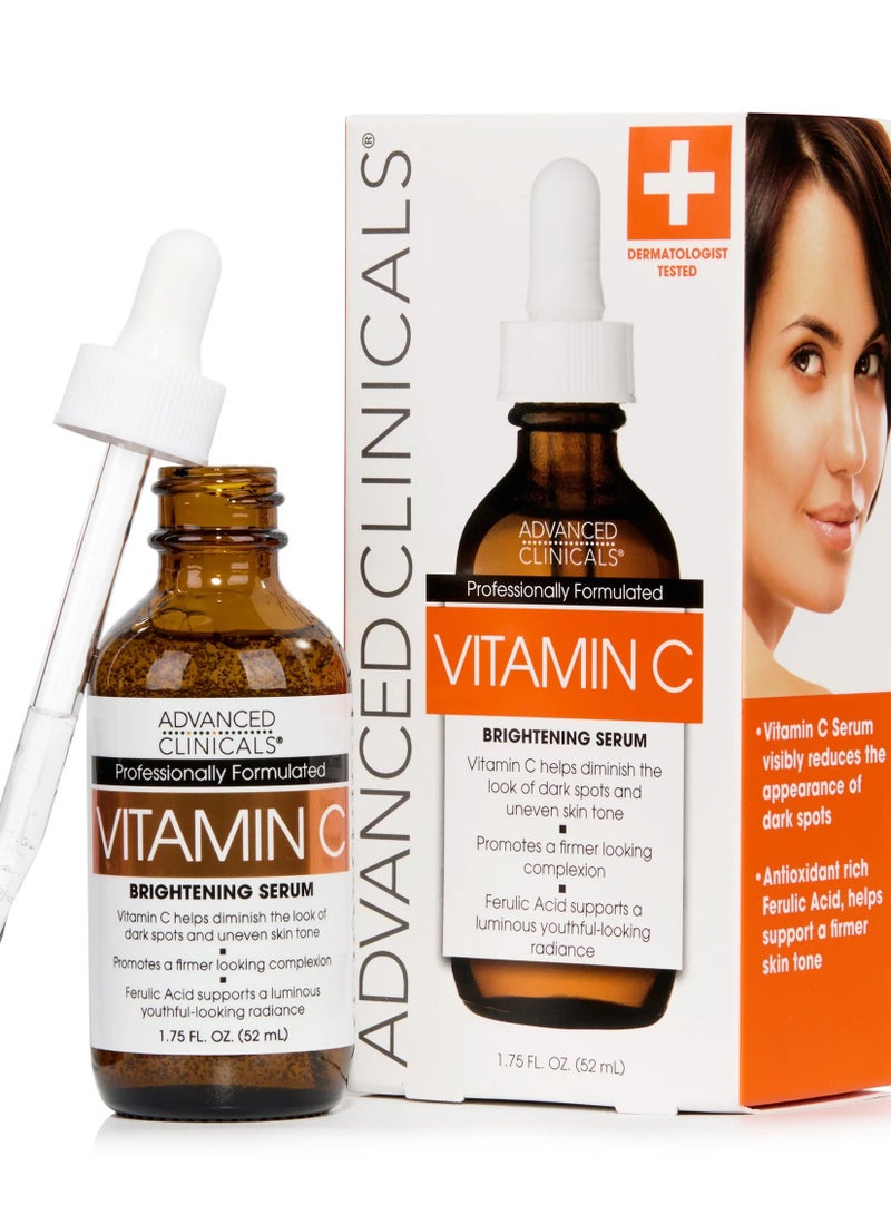 Advanced Clinicals Vitamin C Brightening Serum 52ml | Anti-Aging Facial Serum with Hyaluronic Acid & Ferulic Acid | Helps Fade Dark Spots, Improve Skin Tone & Restore Radiance - Image 3