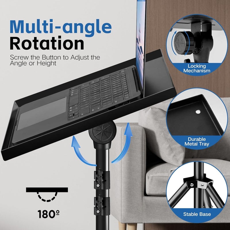 REHOSEUP Projector Stand- Laptop Stand Adjustable Height 21 to 55 Inch,Projector Tripod with Phone Holder,Tripod for Projector,DJ Equipment,Projector Stand for Outdoor Movies,Office, Home, Stage or Studio… - Image 5