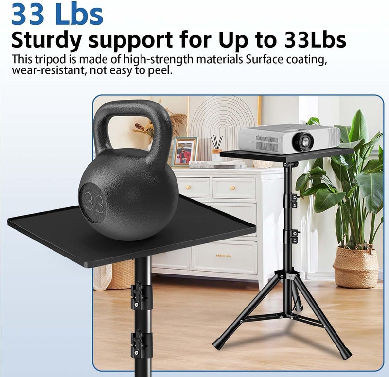REHOSEUP Projector Stand- Laptop Stand Adjustable Height 21 to 55 Inch,Projector Tripod with Phone Holder,Tripod for Projector,DJ Equipment,Projector Stand for Outdoor Movies,Office, Home, Stage or Studio… - Image 2