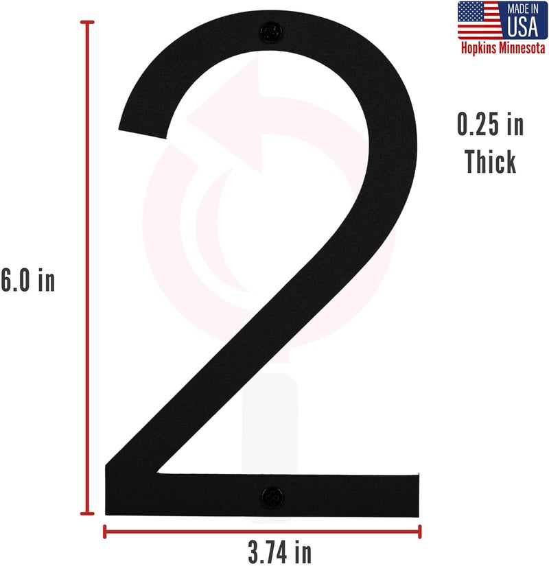Discovered Designs 6" (2) Modern Address House Numbers for Outside - Easy to Install 3D Matte Black Acrylic Individual Numbers for Address on House, Weatherproof No Rust, Made in USA, Includes 2 - 3/4" Screws, Door Mailbox Number Home Address Number - Image 5
