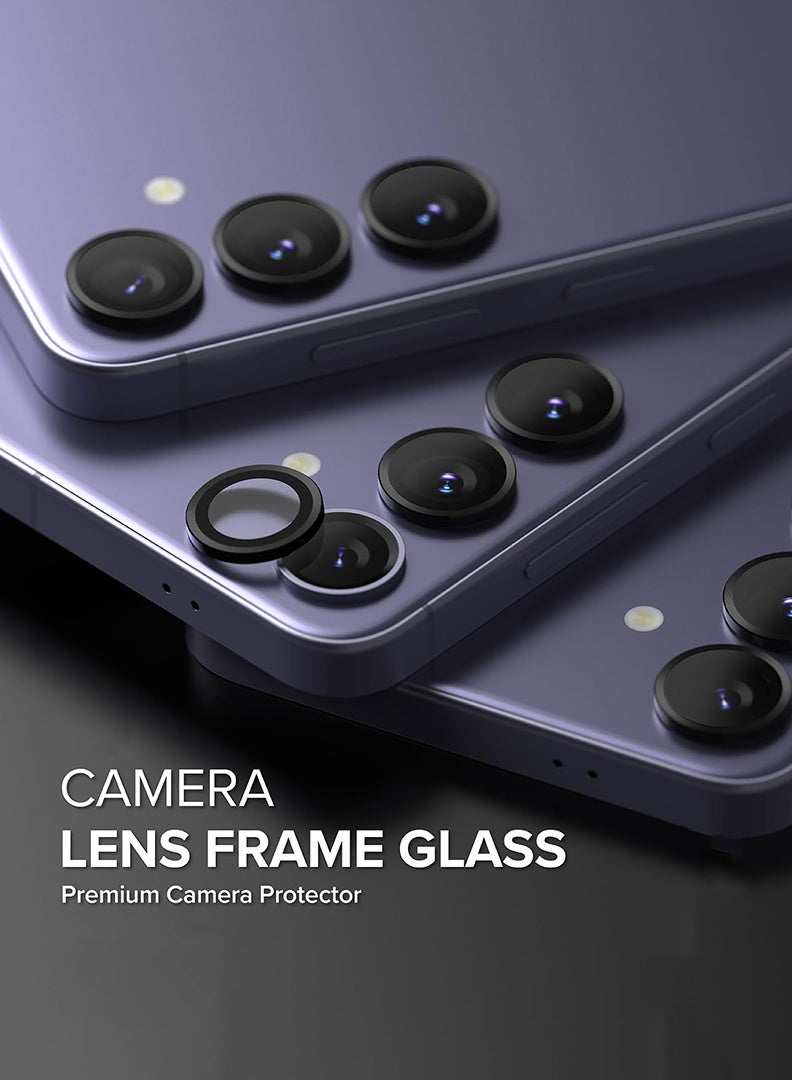 Theodor S23/ S23 Plus/ S24 5 Pcs Camera Lens Protector With 9H Tempered HD Glass Camera Cover Anti Scratch Aluminum Alloy Camera Ring, Phantom Black  - Image 3