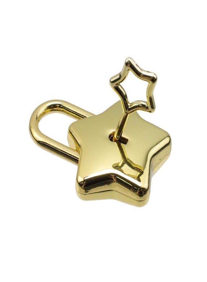 Oedema Star Shape Padlock Gold Mini Padlock with Key Zinc Alloy Small Lock for Diary, Jewelry Box, Drawer, Pack of 2 - Image 4