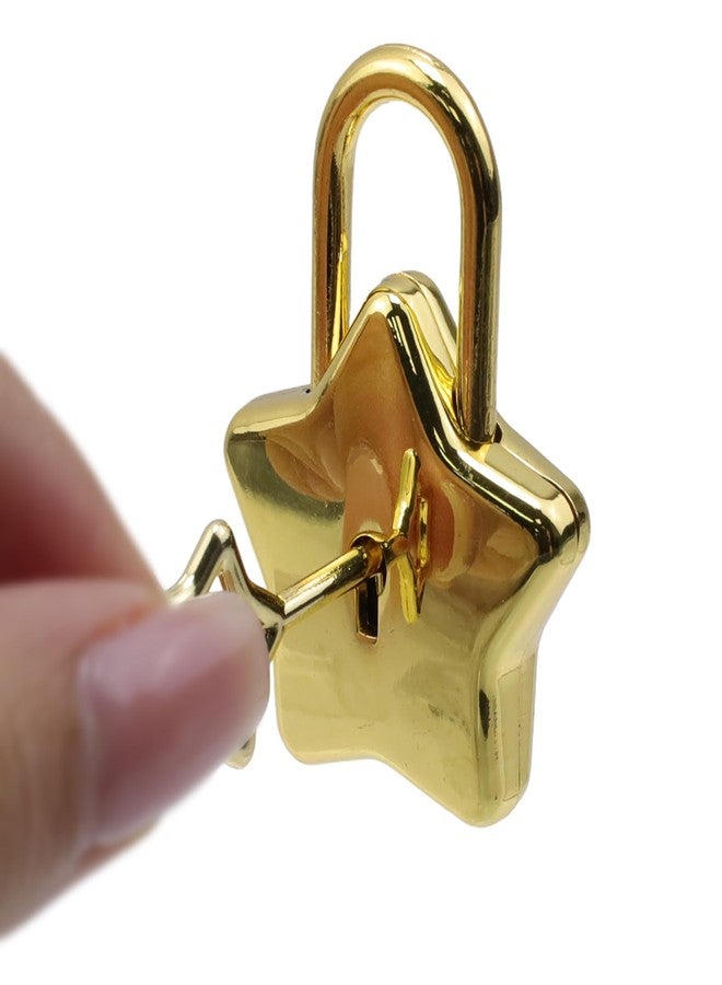 Oedema Star Shape Padlock Gold Mini Padlock with Key Zinc Alloy Small Lock for Diary, Jewelry Box, Drawer, Pack of 2 - Image 3