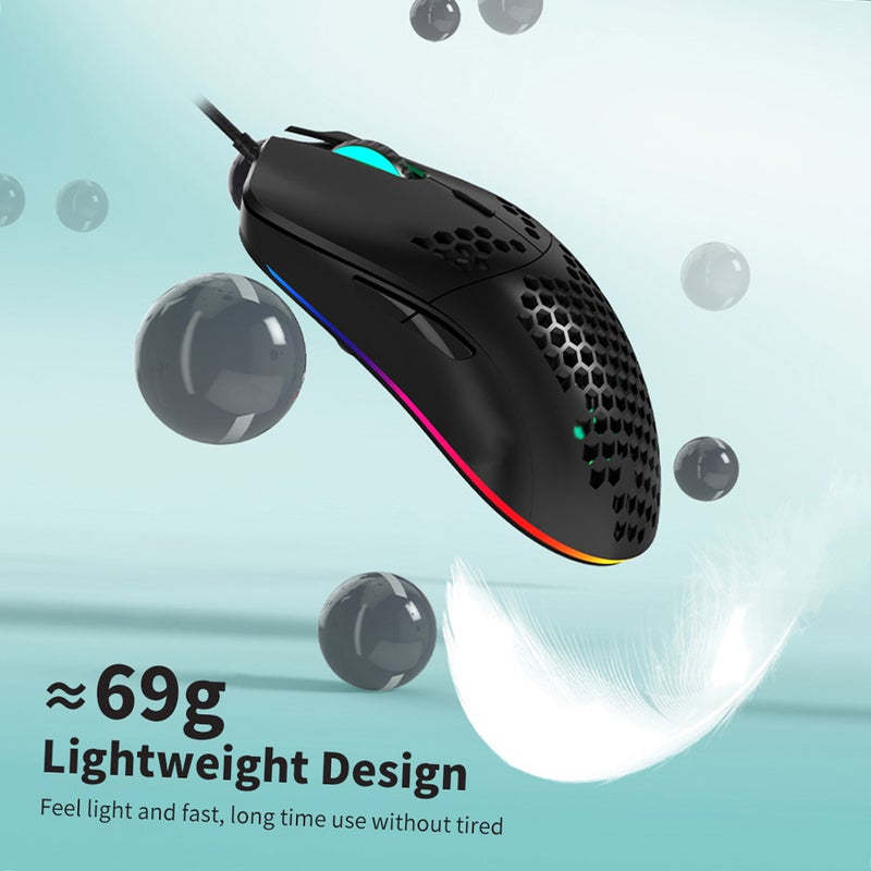 AJ390 إصبع ألعاب سلكي USB بـ 7 مفاتيح ووضوح دقيق قابل للتعديل وتصميم إرجوني وتصميم مصفرح مجوف أبيض - Image 3