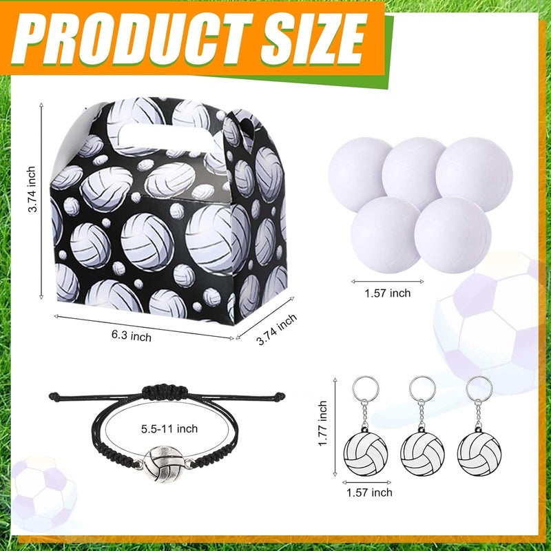 Teling 48 Pcs Volleyball Party Favors Include 12 Volleyball Treat Candy Goodie Gift Boxes 12 Mini Stress Balls 12 Keychains 12 Bracelets for Volleyball Birthday Decor Sport Party Supplies - Image 3