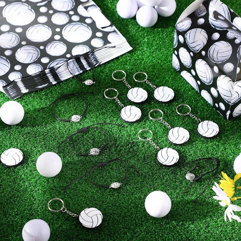 Teling 48 Pcs Volleyball Party Favors Include 12 Volleyball Treat Candy Goodie Gift Boxes 12 Mini Stress Balls 12 Keychains 12 Bracelets for Volleyball Birthday Decor Sport Party Supplies - Image 4