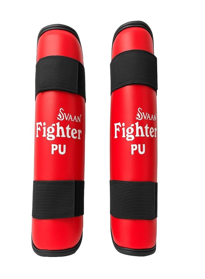 واقيات ساق كاراتيه سفان | واقيات ساق مبطنة بالإسفنج، قابلة للتعديل، مناسبة لتدريبات الكيك بوكسينغ والمبارزة، متينة ومريحة واحترافية، معدات فنون القتال المختلطة | اللون: أحمر | المقاس: كبير | - Image 1
