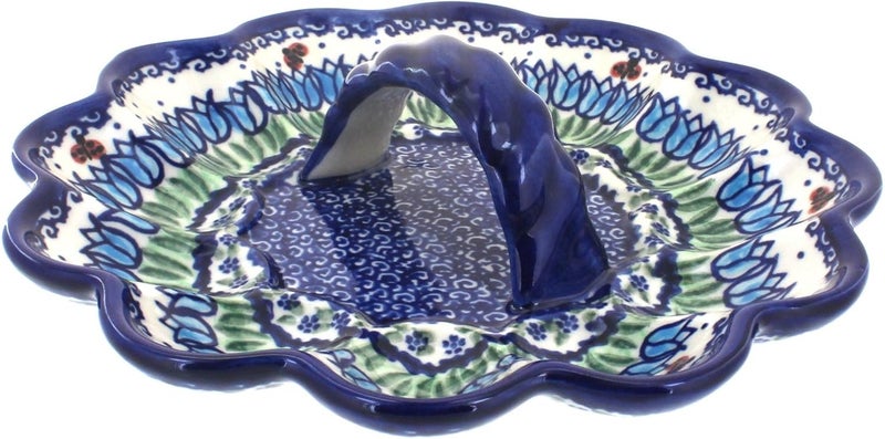 Blue Rose Pottery Blue Rose Polish Pottery Garden Tulip Egg Plate - Image 1