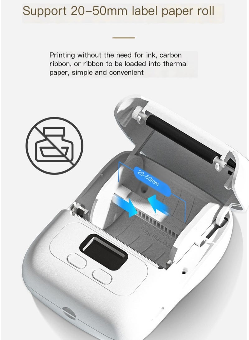 phomemo آلة طباعة الملصقات M110 بعرض طباعة 50 مم، طابعة ملصقات حرارية بلوتوث محمولة، طابعة باركود للملابس، المجوهرات، البيع بالتجزئة، البريد، متوافقة مع نظام أندرويد و iOS (أبيض) - Image 5
