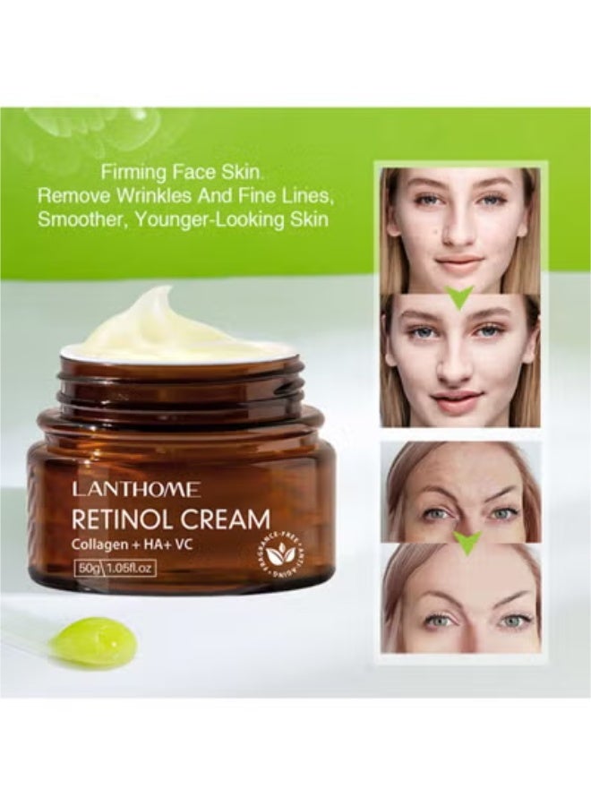 Lanthome Retinol Cream with Collagen, HA and VC, Anti Aging Cream to Reduce Fine Lines and Wrinkles, Retinol Face Moisturizer for Face Neck and Eyes, 50g - Image 2
