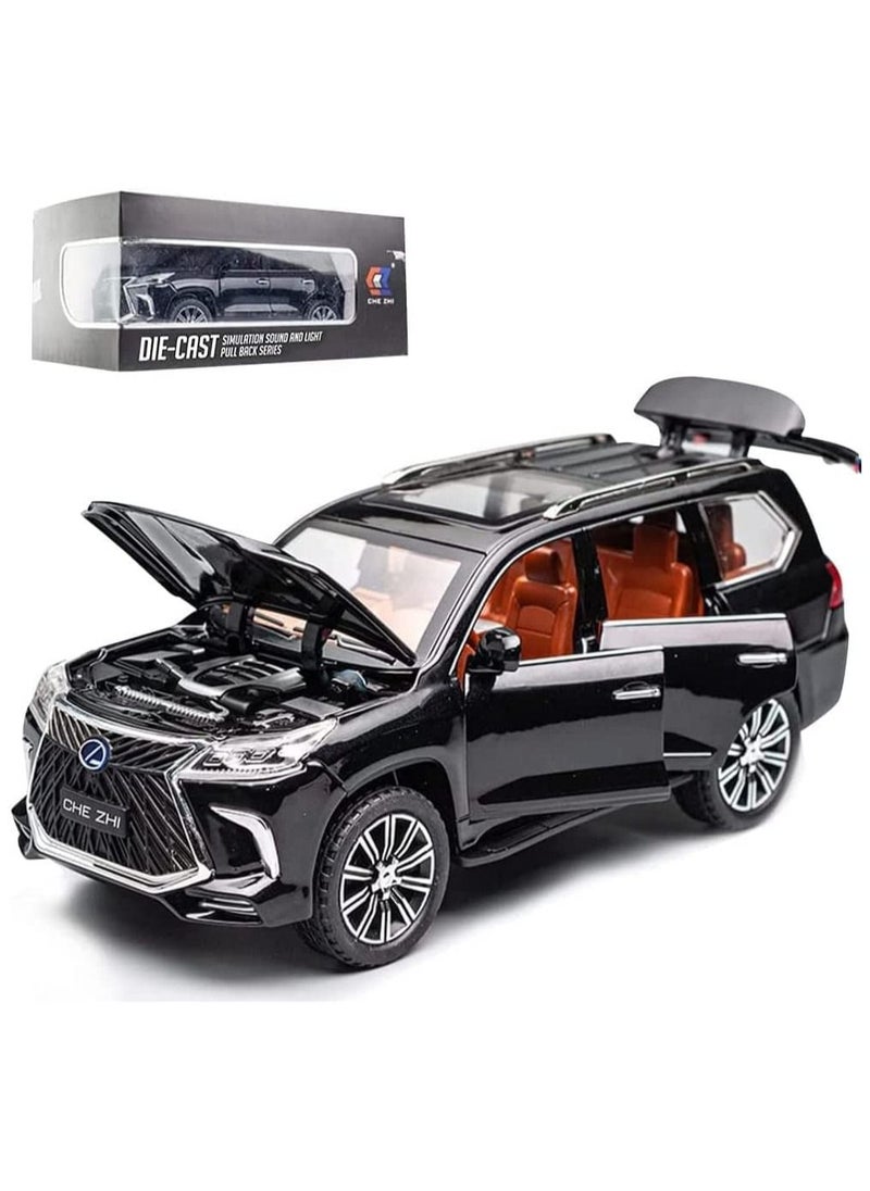 CHE ZHI 1:24 Lexus 570 Off-Road in Luxury SUV Diecast Model Car, Zinc Alloy Pull Back Toy Car with Sound and Light  - Image 1