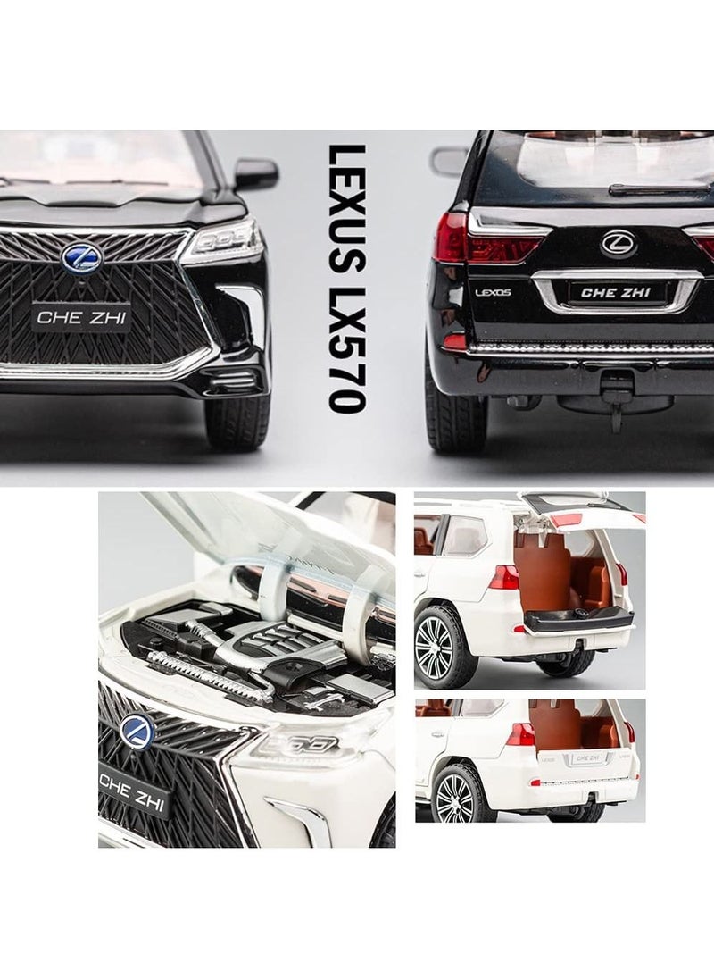 CHE ZHI 1:24 Lexus 570 Off-Road in Luxury SUV Diecast Model Car, Zinc Alloy Pull Back Toy Car with Sound and Light  - Image 5