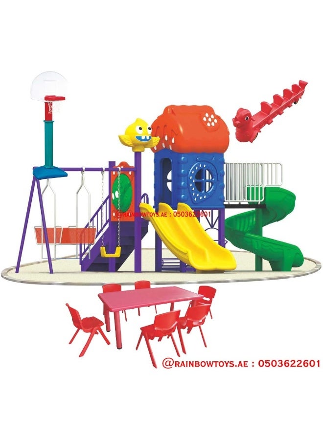 Rainbow Toys RBW TOYS Outdoor Games for Kids, Offer included Swings, Slides and Climbers Play-Ground Toys Area Size 700x380x310cm. MODEL : RW-12020A. - Image 2