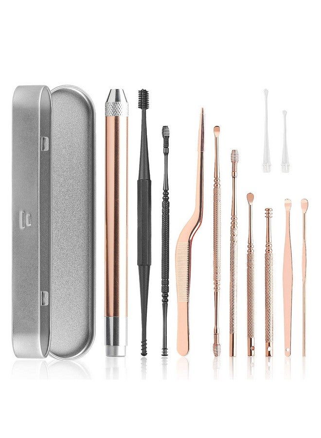 maycreate MAYCREATE® 10PCS Ear Wax Cleaner Stainless Steel Ear Wax Remover Tool Kit Grade Stainless Steel Ear Pick Tools for Adults and Kids Ears Cleaning(Batteries Included)  - Image 1