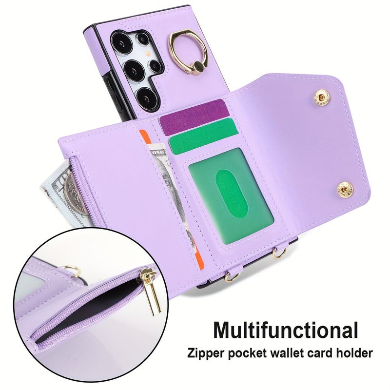For Samsung Galaxy S26 Plus Wallet Phone Case White With Rfid Blocking Card Slot And Ring Holder - Image 5