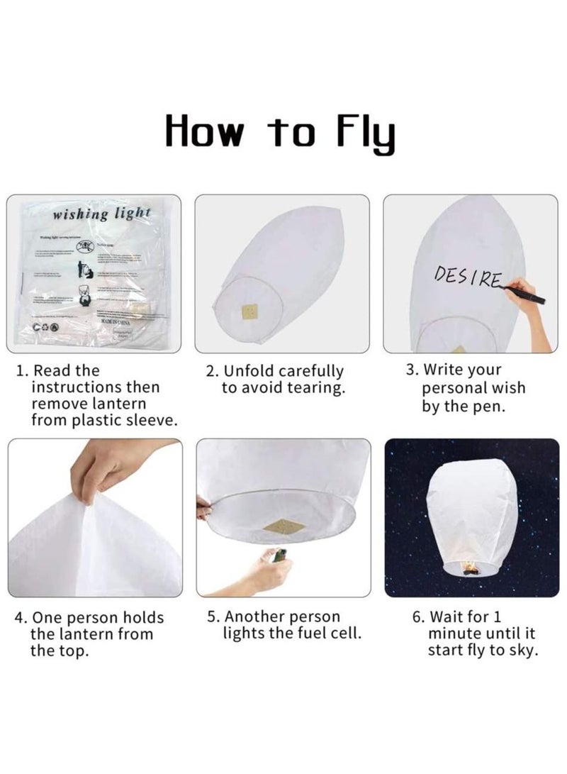 SYOSI Chinese Sky Lanterns, Flying Paper Lanterns Wish Sky Lanterns, Biodegradable Eco-Friendly to Release in Memory Wish for New Year, Weekends, Holidays, Festivals Weddings Parties (6Pcs) - Image 5