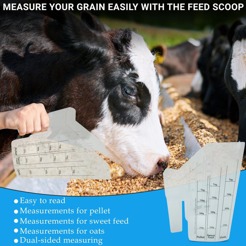Tharos Distribution Clear Plastic Feed Scoop with Measurement Markings, Durable Sturdy Handle, Reusable Pellet Scoop for Horse Goat Sheep Cattle Stable Feeding, Large - Image 3