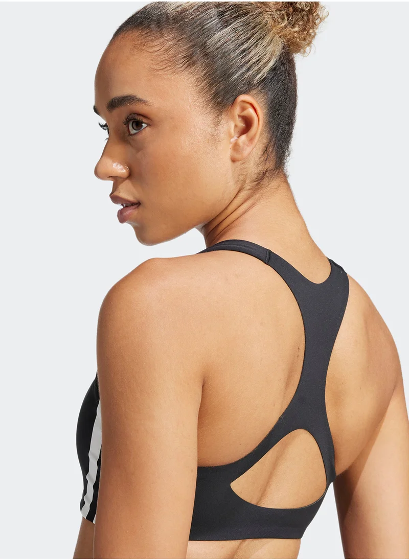 اديداس Power React Train Medium Support 3 Stripe Bra