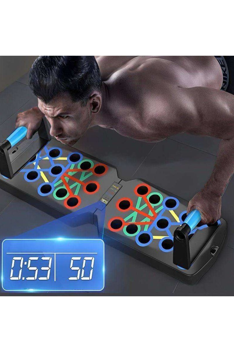 دينكس لوحة دفع للرجال والنساء، لوحة ضغط قابلة للطي متعددة الوظائف، مقبض دفع عضلي مكس، معدات تدريب القوة والتمارين في المنزل | صالة رياضية محمولة للصدر والبطن - Image 2