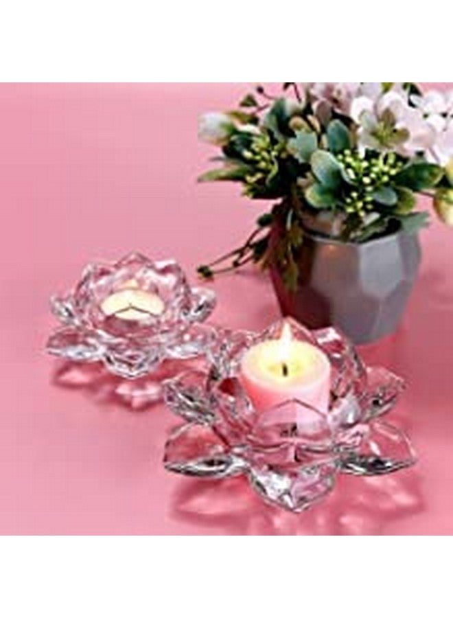 Farielyn-X Farielyn-X Premium Glass Lotus Flower Tea Light Candle Holder Exquisite Crystal Diya for Diwali | Perfect and Creative Decoration in Dipawali Christmas Eid Wedding Party | Best Gift Set of (Set of 1)  - Image 5