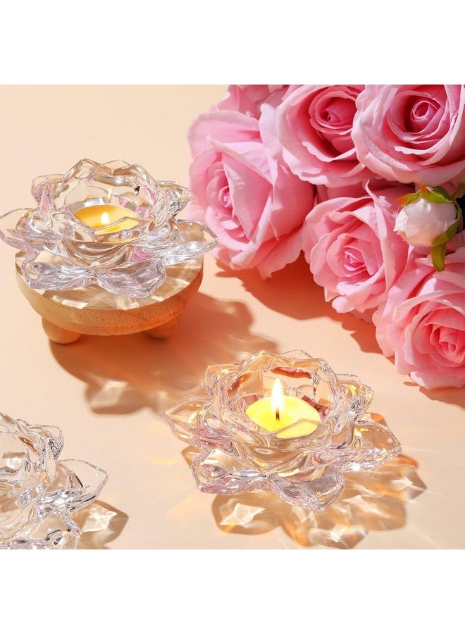 Farielyn-X Farielyn-X Premium Glass Lotus Flower Tea Light Candle Holder Exquisite Crystal Diya for Diwali | Perfect and Creative Decoration in Dipawali Christmas Eid Wedding Party | Best Gift Set of (Set of 1)  - Image 2