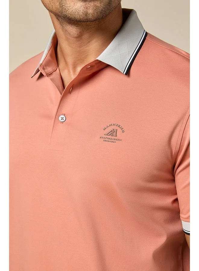 مانرزم The Coral Reef Peach Cotton Polo Comfort Fit