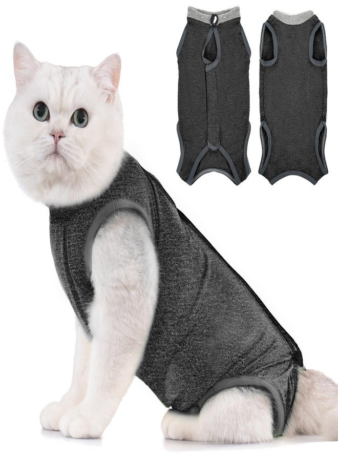 Avont Cat Recovery Suit - Kitten Onesie for Cats After Surgery, Cone of Shame Alternative Surgical Spay Suit for Female Cat, Post-Surgery or Skin Diseases Protection -Darkgrey(S) - Image 1