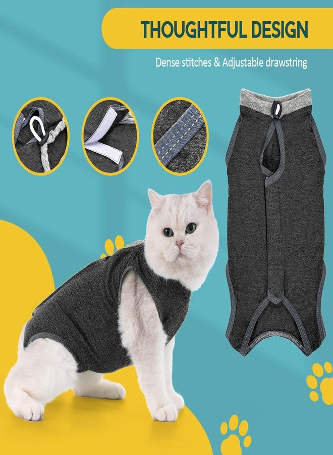 Avont Cat Recovery Suit - Kitten Onesie for Cats After Surgery, Cone of Shame Alternative Surgical Spay Suit for Female Cat, Post-Surgery or Skin Diseases Protection -Darkgrey(S) - Image 3