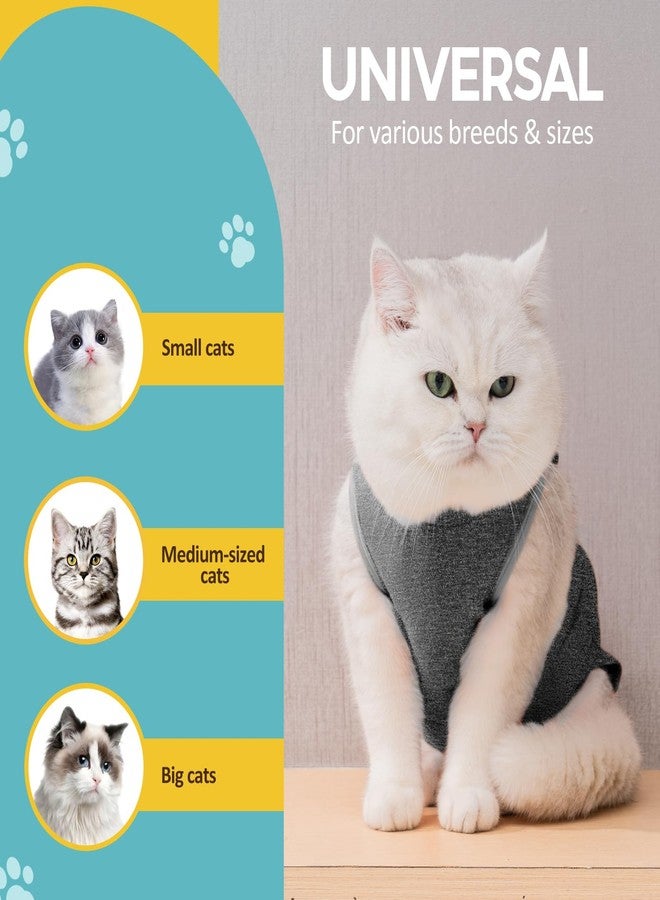 Avont Cat Recovery Suit - Kitten Onesie for Cats After Surgery, Cone of Shame Alternative Surgical Spay Suit for Female Cat, Post-Surgery or Skin Diseases Protection -Darkgrey(S) - Image 5