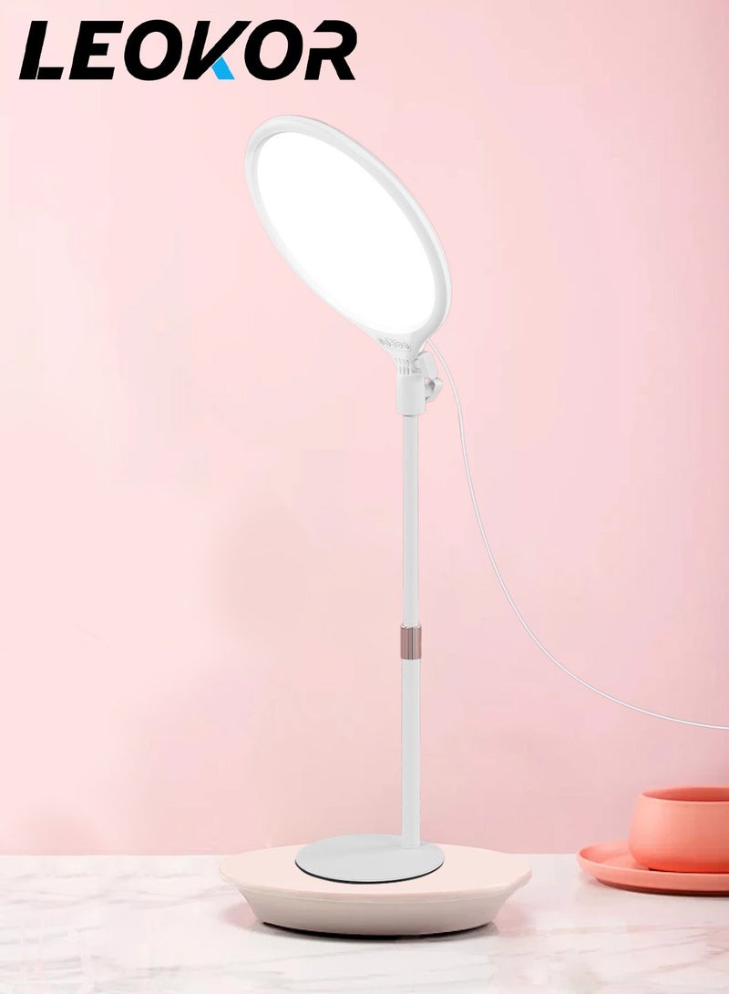 LEOKOR 10.2" Ring Light,Ring Light for Desk Video Recording,Desktop Laptop Light Ring Video Conference Zoom Lighting,for Computer,Live Streaming,Video Call,Podcast White - Image 1