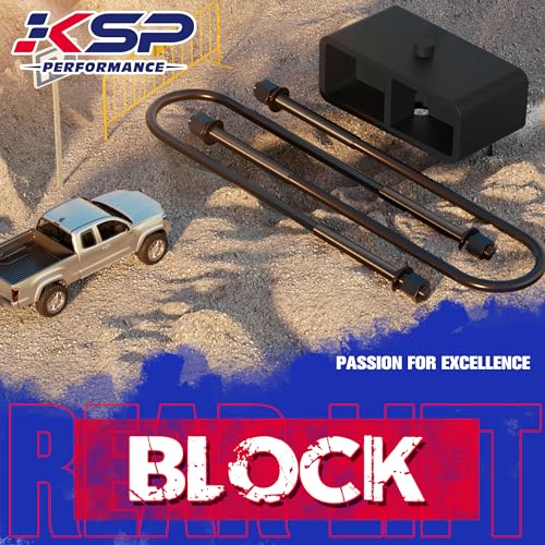 KSP PERFORMANCE مجموعة رفع خلفية KSP 2" لفورد F250 F350، كتلة رفع خلفية 2 بوصة لفورد F250 F350 سوبر ديوتي 2011+، 2 قطعة كتلة رفع مع 4 قطع من مسامير U طويلة للينابيع المربعة لفورد بيك أب 2WD 2X2 4WD 4X4 - Image 4