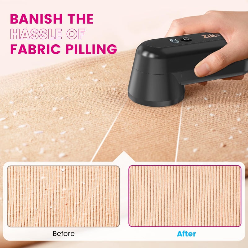 Fabric Shaver, Ziitty Lint Remover for Clothes, Type-C Rechargeable Lint Shaver with LCD Display & 6-Blade, Sweater Shavers to Remove Pilling，Fuzz Remover Fabric Shaver for Clothing and Furniture - Image 5