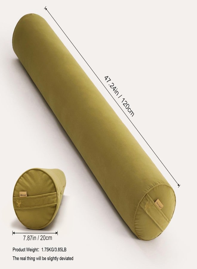 Ailuteie Long Round Body Pillow for Adults - Bolster Pillow for Bed, Cervical Roll Pillow, Firm Support for Sleeping,47.24 x 7.87 Inches,Golden Yellow - Image 2